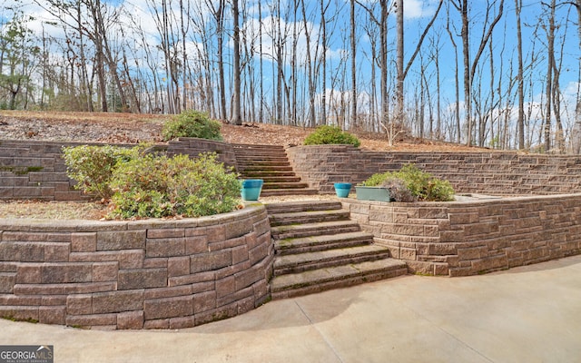 view of patio / terrace with stairway