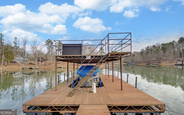 view of dock featuring a water view