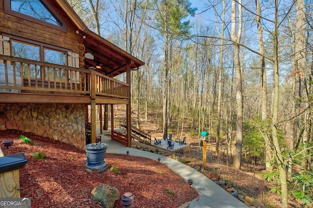 view of yard with a deck