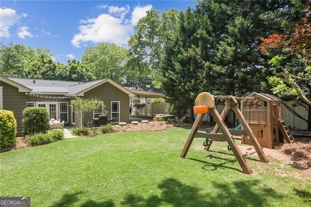 exterior space featuring a yard and a patio area