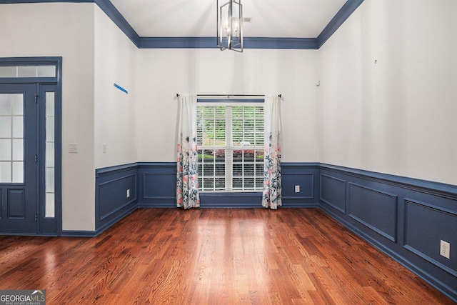 2753 Jubilee Ter, Bethlehem, GA 30620 - entryway with crown molding, a wainscoted wall, and wood finished floors
