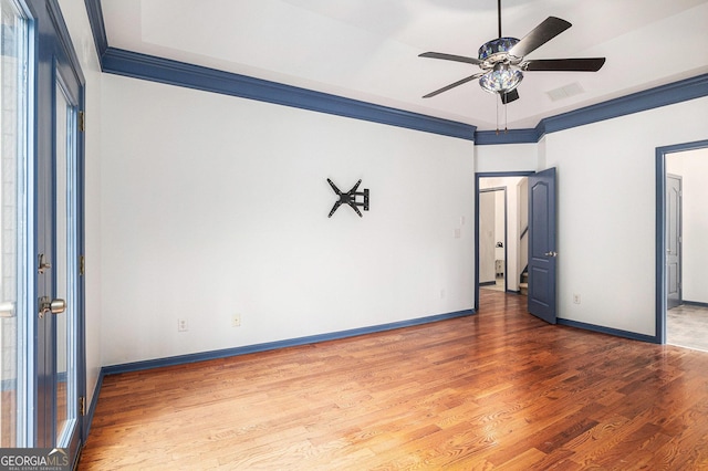 2753 Jubilee Ter, Bethlehem, GA 30620 - empty room with a ceiling fan, wood finished floors, and ornamental molding