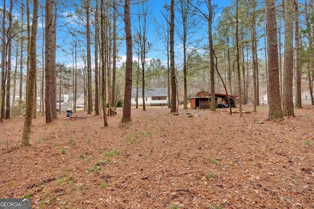 view of yard with an outbuilding