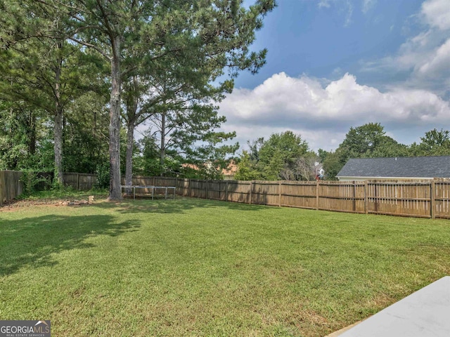 view of yard featuring a trampoline