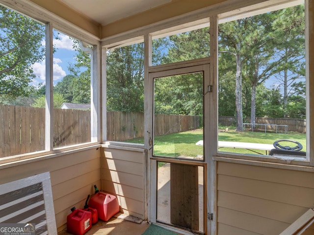 view of unfurnished sunroom