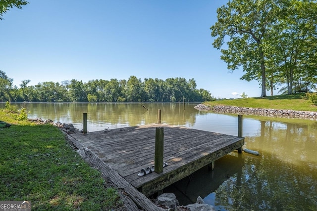 view of dock featuring a water view