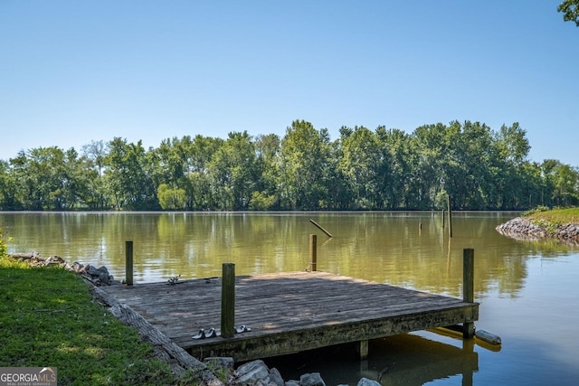 view of dock featuring a water view