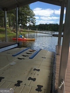 view of dock featuring a water view