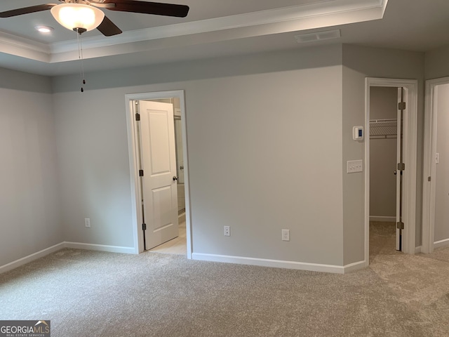 7406 Grand Reunion Dr, Hoschton, GA 30548 - empty room featuring light carpet, ceiling fan, ornamental molding, and baseboards