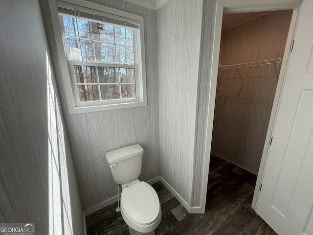 bathroom featuring hardwood / wood-style flooring and toilet