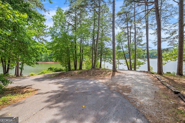 view of road featuring a water view