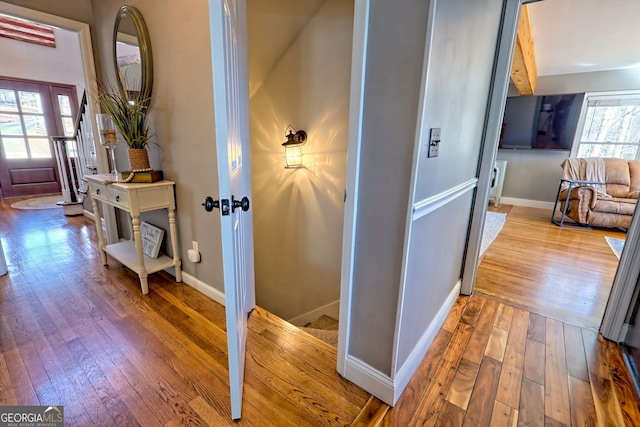 520 Long View Dr, Hiawassee, GA 30546 - hallway with hardwood / wood-style floors and baseboards