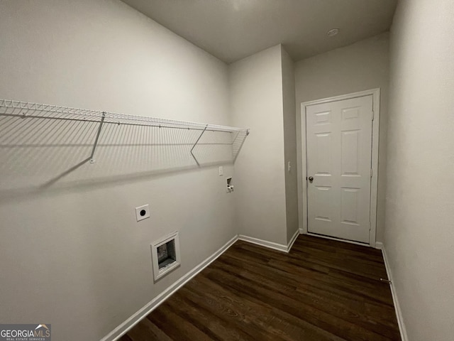 clothes washing area featuring washer hookup, dark hardwood / wood-style flooring, and electric dryer hookup