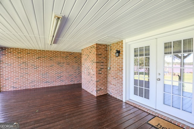 wooden terrace with french doors