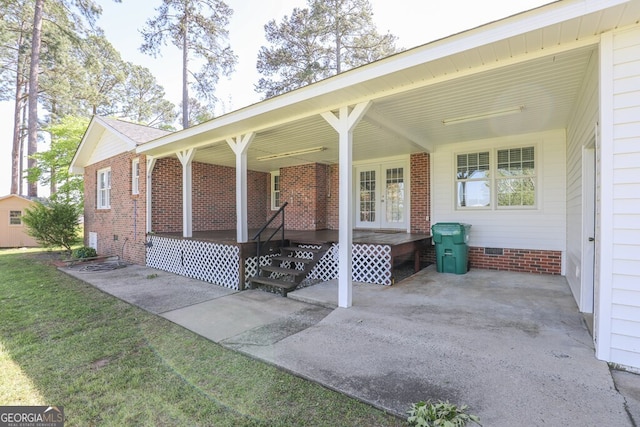 exterior space featuring french doors