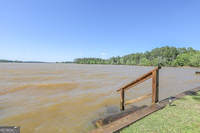 view of dock featuring a water view