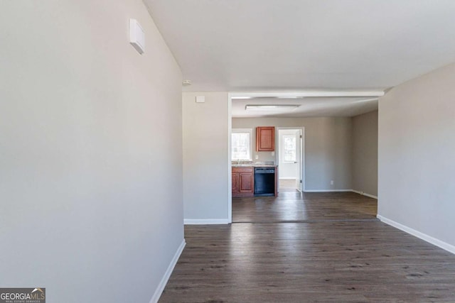 unfurnished living room featuring dark hardwood / wood-style flooring