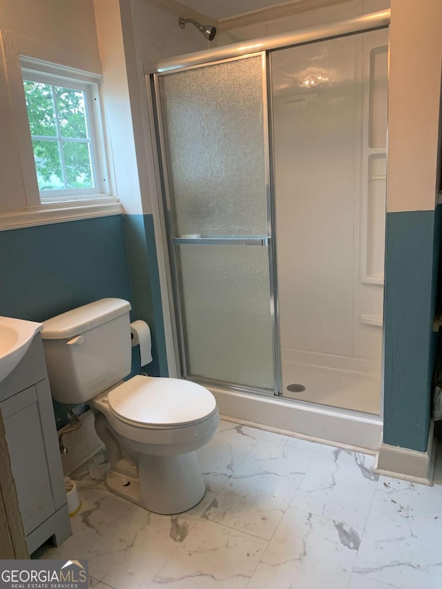 1102 Phillips St, Augusta, GA 30901 - bathroom featuring vanity, an enclosed shower, and toilet