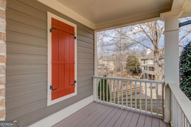 deck featuring a porch