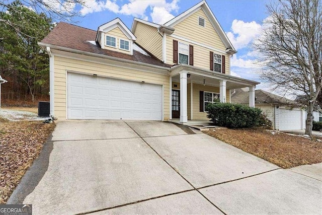 view of front of house featuring central AC and covered porch