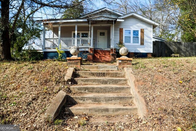 view of front of property with a porch