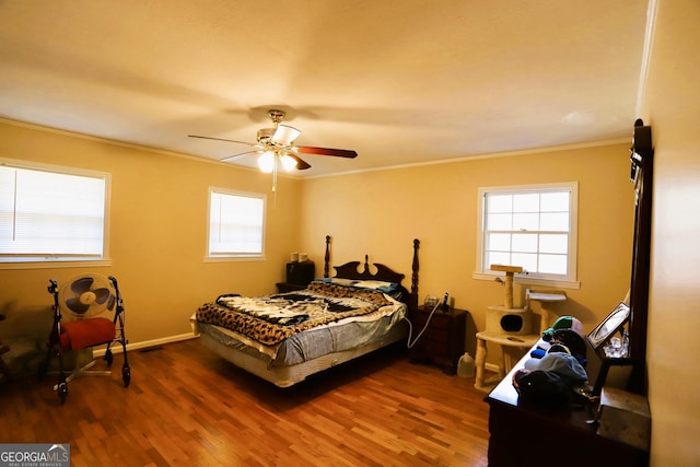 427 Oak Hill Dr, Trion, GA 30753 - bedroom with crown molding, wood finished floors, and ceiling fan