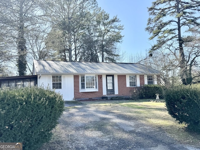 view of single story home