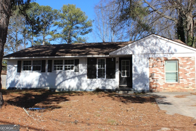 view of single story home