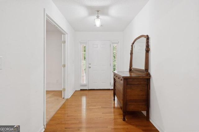 entrance foyer with light wood-type flooring