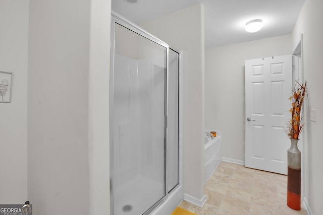 bathroom with plus walk in shower