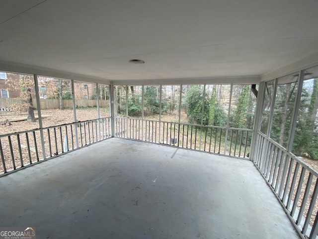 view of unfurnished sunroom