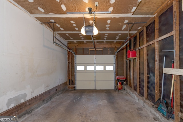 garage with a garage door opener