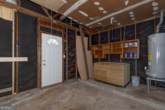 basement with gas water heater