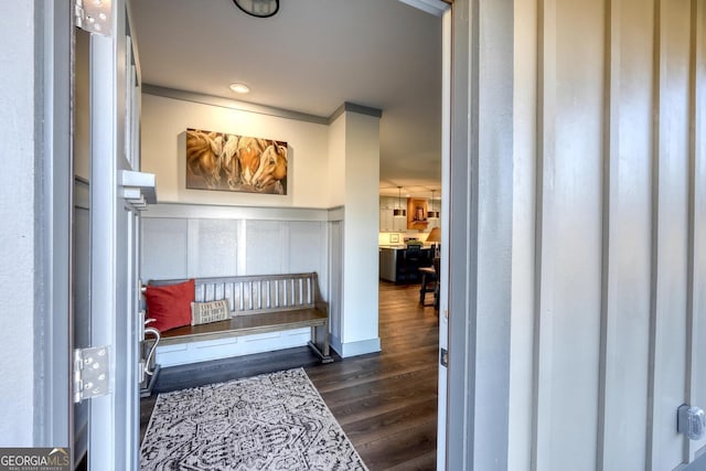 hall featuring dark hardwood / wood-style floors