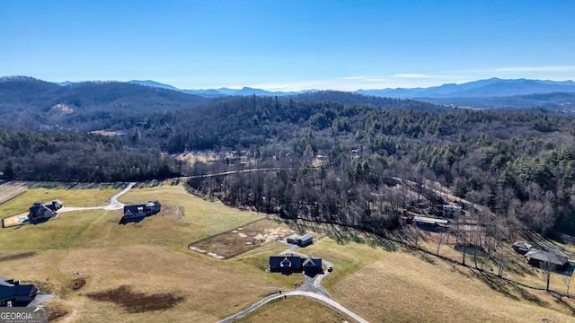 bird's eye view with a mountain view