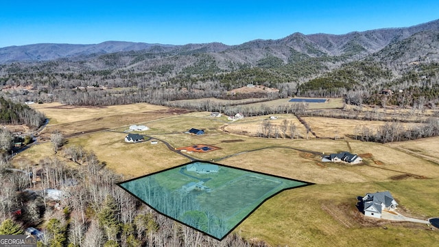 aerial view with a mountain view