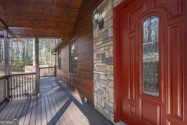 deck featuring covered porch