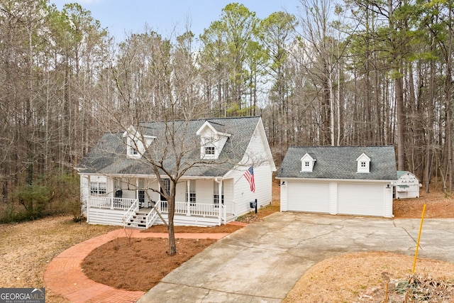 cape cod house featuring a porch