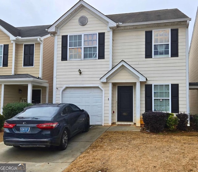 view of front of house with a garage