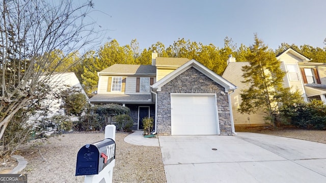 view of front of house with a garage