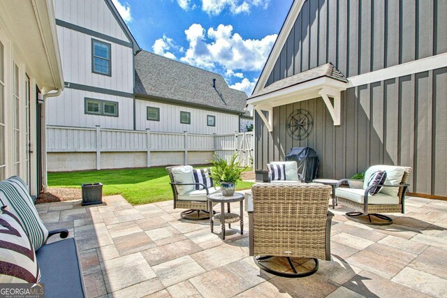 view of patio / terrace featuring an outdoor living space