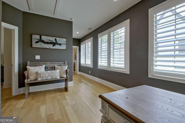 bedroom featuring light wood-type flooring