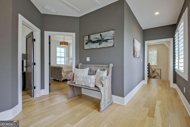 hall featuring light wood-type flooring