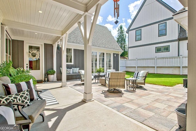 view of patio featuring an outdoor living space