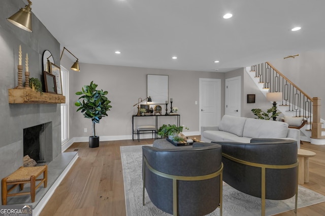 living room with light wood-type flooring