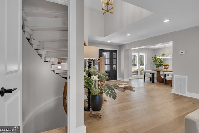 entryway with light wood-type flooring