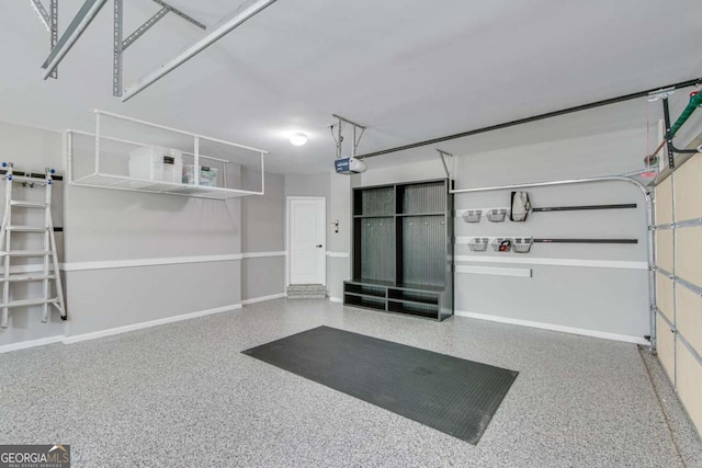 garage with a garage door opener