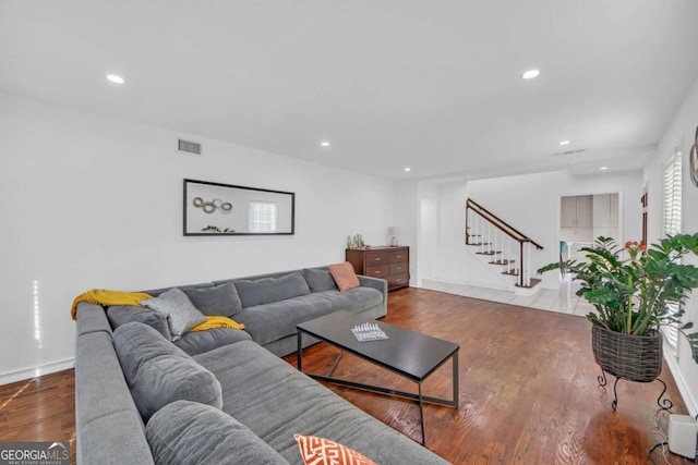 living room featuring wood-type flooring