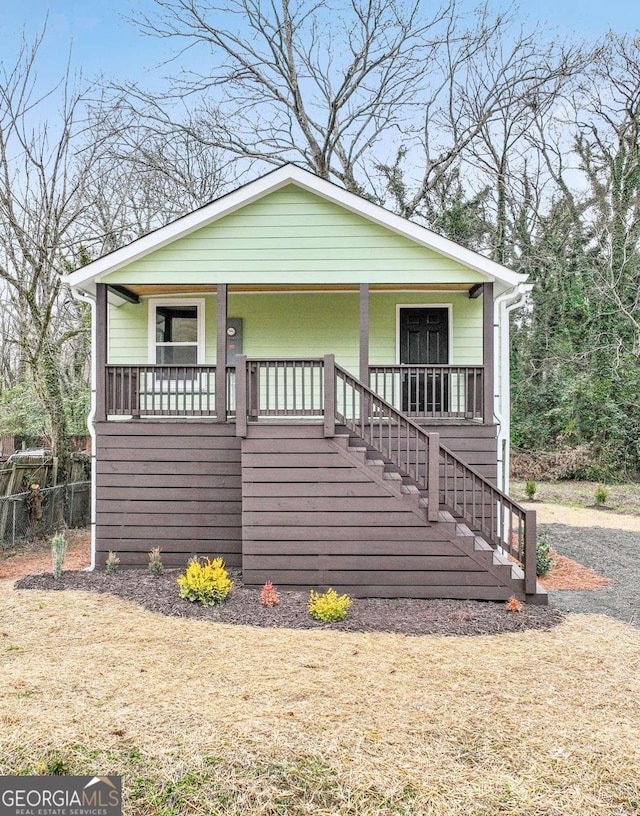 bungalow-style home featuring a porch