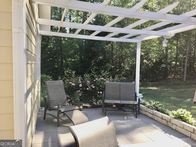 view of patio / terrace featuring a pergola